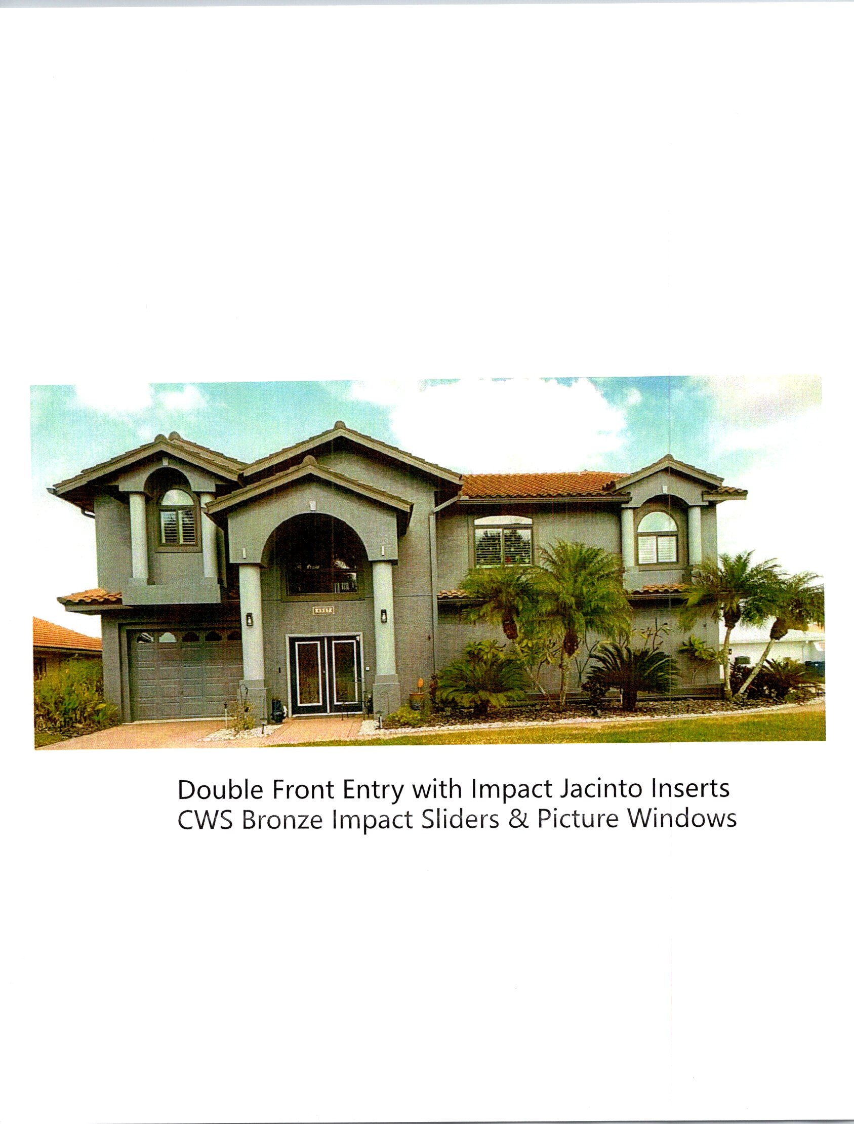 CWS Impact Bronze Slider & Picture Windows with Double Front Entry with Impact Jacinto Inserts