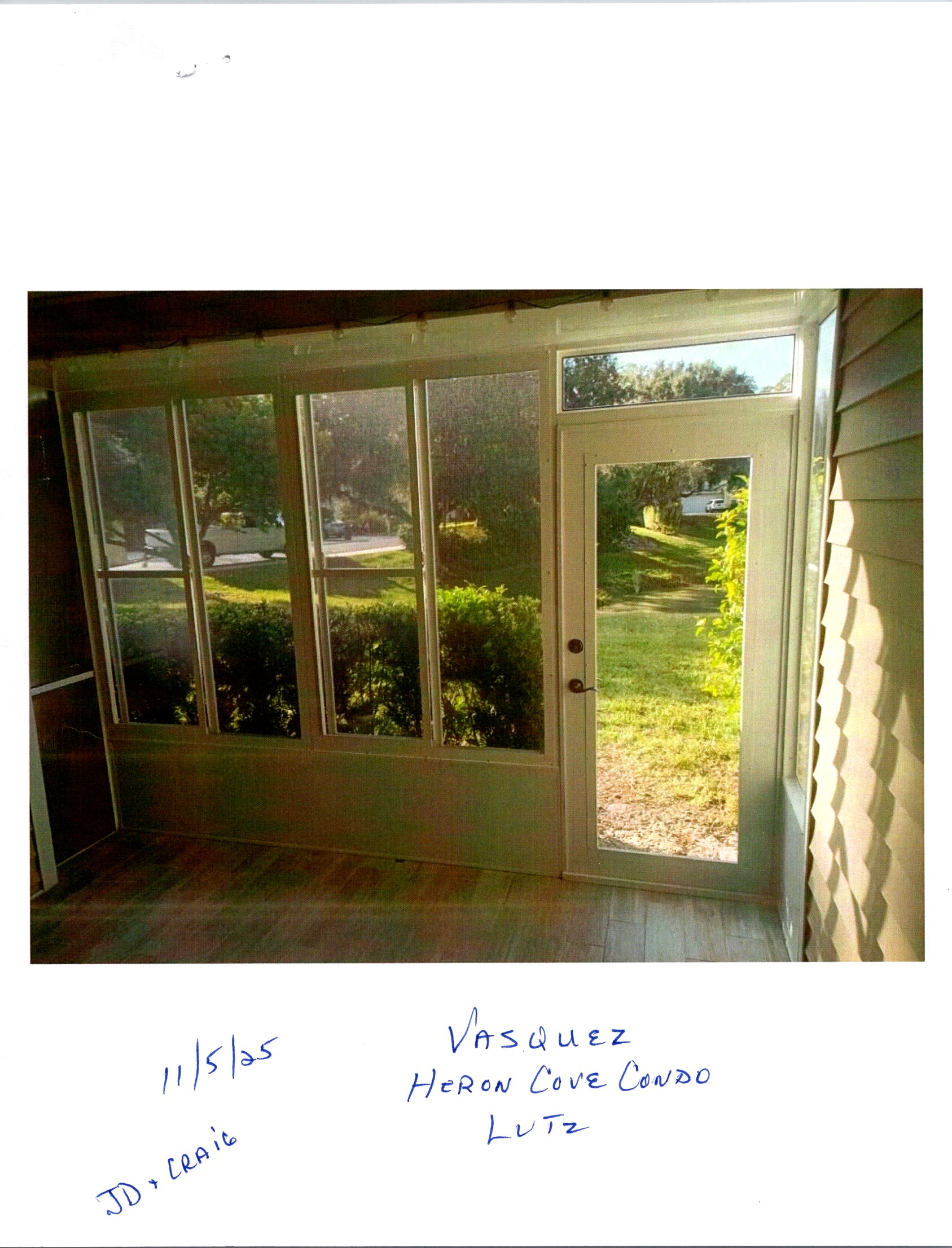 Inside View Enclosed Lanai with Clear Soft Vinyls & Prime Door